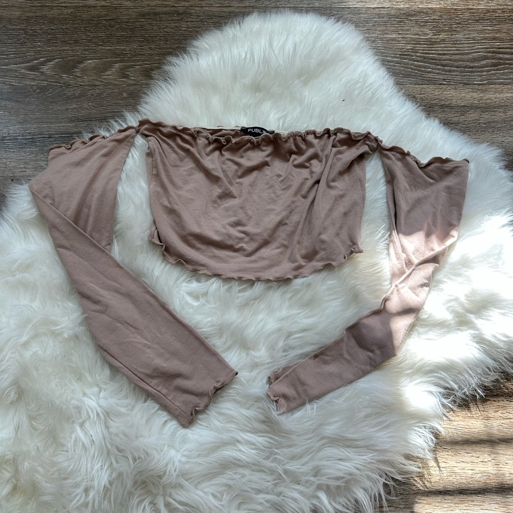 Stylish Tan Off-Shoulder Women's Top
